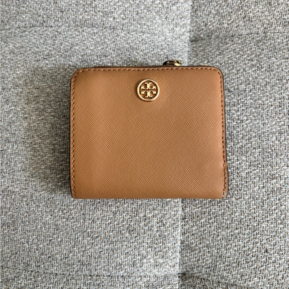 Tory Burch Brown Wallet with Gold Logo